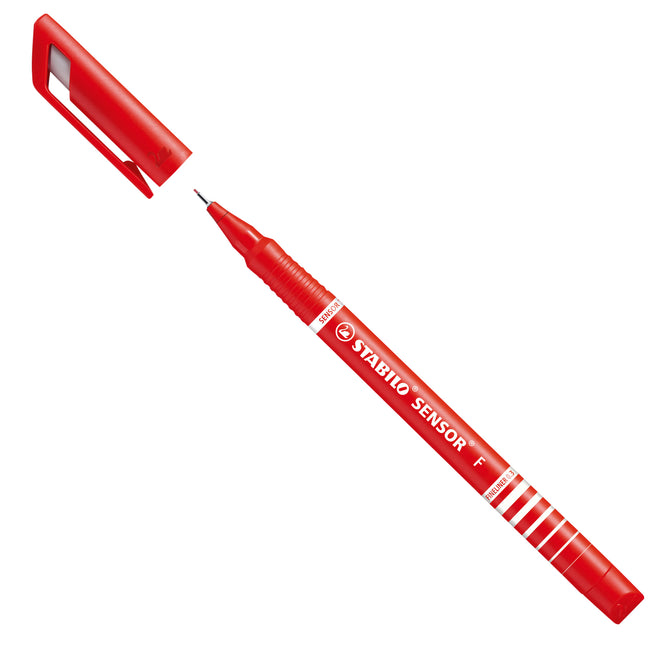Stabilo -  SENSOR, Fineliner, Fijn 0.3 mm, Met Meeverende Schrijfpunt, doos 10 stuks, rood | 10 stuks