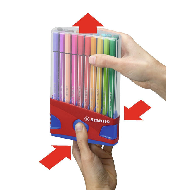 Stabilo -  Pen 68, premium viltstift, ColorParade, rood/blauw, met 20 kleuren