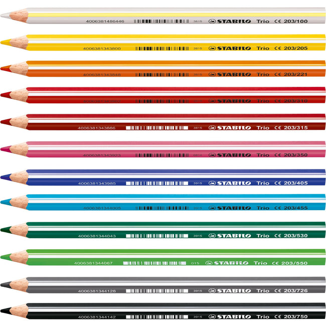Stabilo -  Kleurpotlood 203 trio dik 12st assorti | 6 stuks