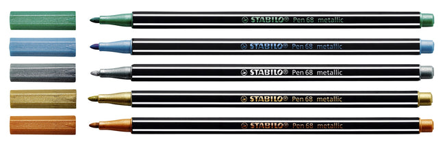 Stabilo -  Pen 68 metallic, premium viltstift, zilver, per stuk | 10 stuks
