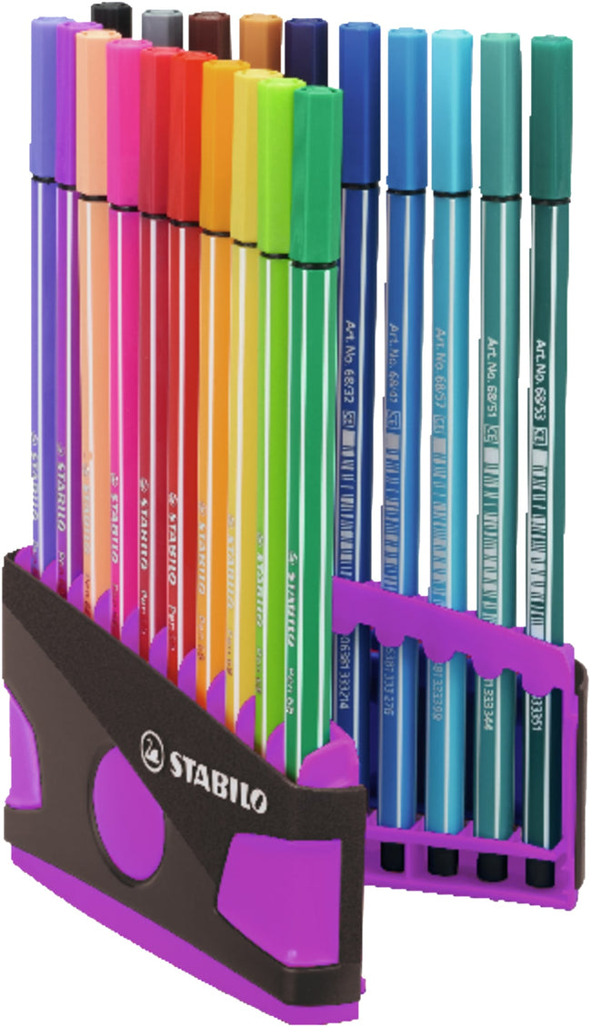Stabilo -  Pen 68, premium viltstift, ColorParade, antraciet/roze, met 20 kleuren