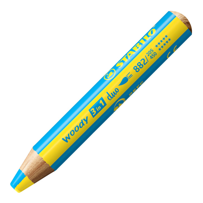 Stabilo -  woody 3 in 1 duo, multifunctioneel kleurpotlood met tweekleurige punt- 10 stuks in kartonnen etui + puntensli