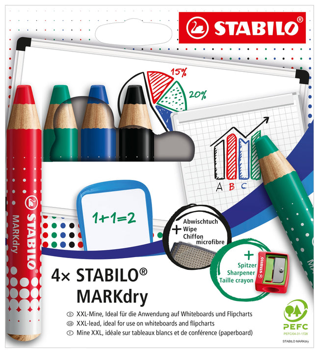 Stabilo -  Whiteboardpotlood markdry 648/4 4st ass | 10 stuks