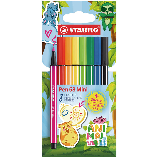 Stabilo -  Viltstift pen 68 mini animal ass 8 stuks