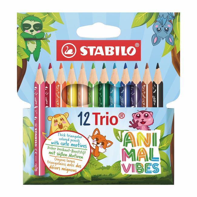Stabilo -  Kleurpotloden trio dik short animal 12st