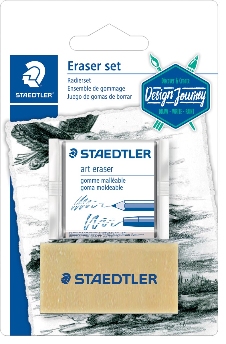 Staedtler -  gum, kneedgum en speciale gum, blister van 2 stuks