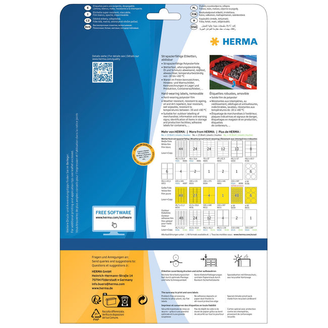 HERMA -  Etiket  4576 105x148mm folie wit 80st