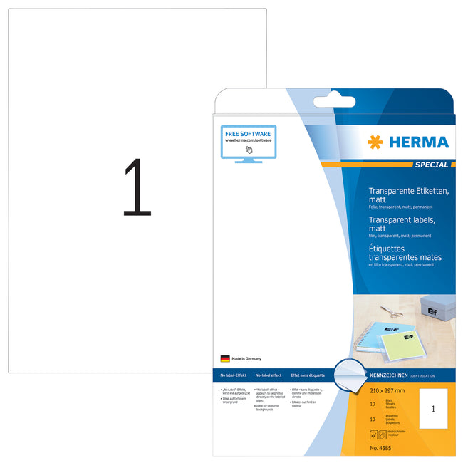 HERMA -  Etiket  4585 210x297 weerbest 10st transp mat