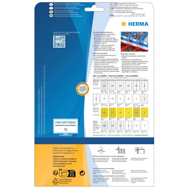 HERMA -  Etiket  4698 210x297mm wit 25st