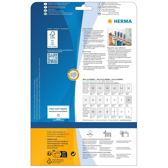 HERMA -  Etiket  power 10913 38.1x21.2mm wit