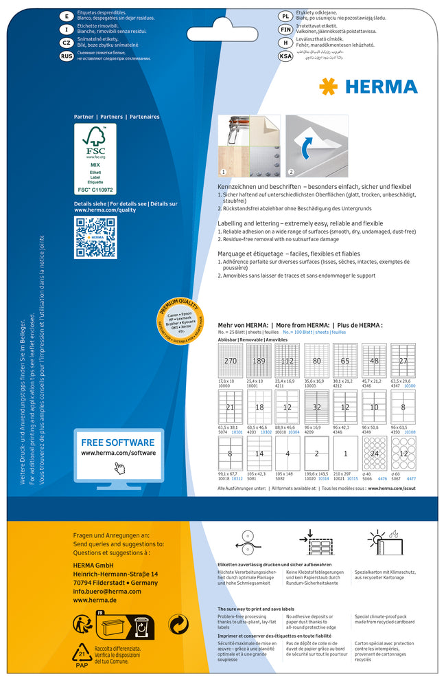 HERMA -  Etiket  4210 38.1x12.7mm verwijderb wt 2750st | 32 stuks