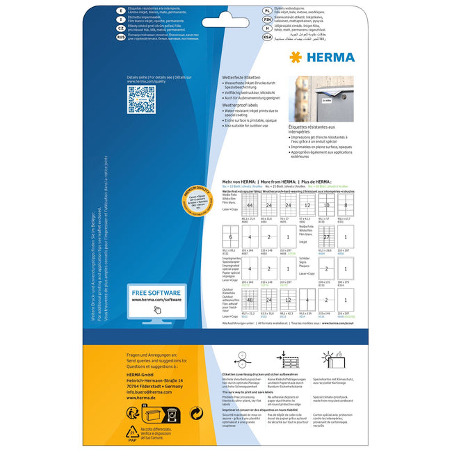 HERMA -  Etiket  4595 97x42.3mm folie wit 120st | 32 stuks