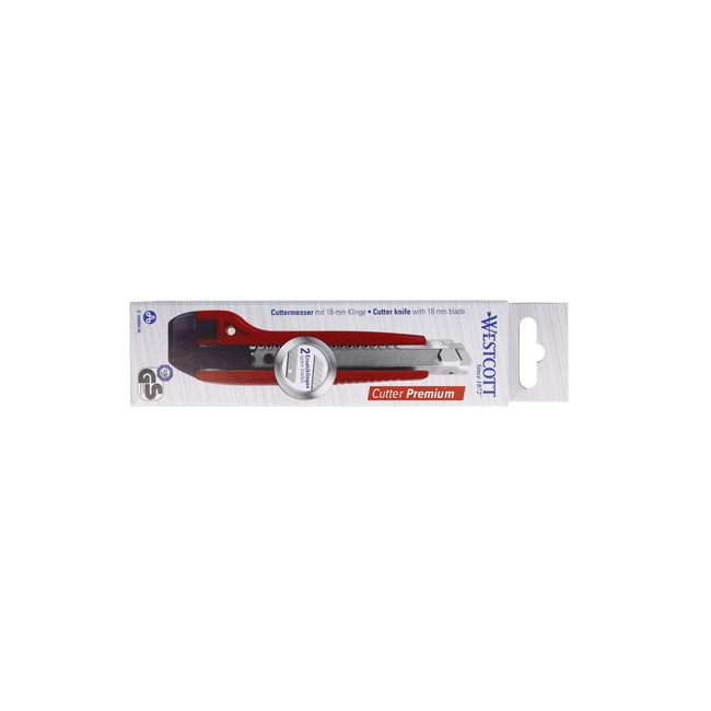 Westcott -  Snijmes premium 18mm schuif rood | 12 stuks