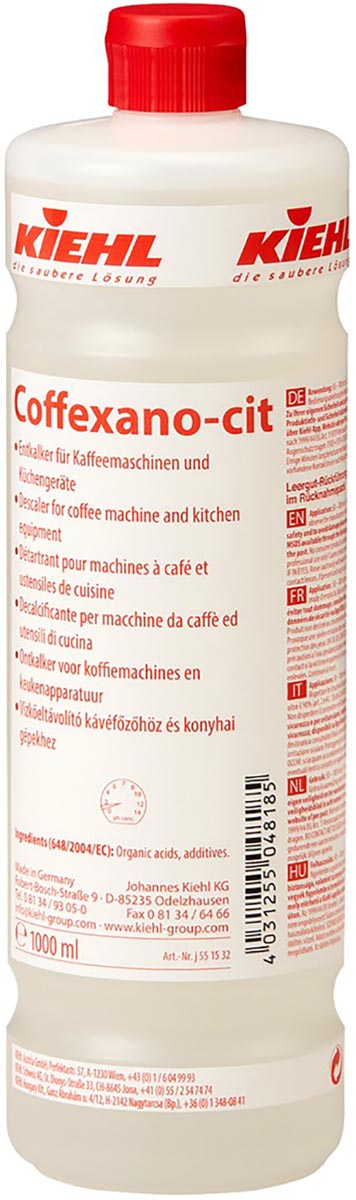 Kiehl -   ontkalker Coffexano-Cit, voor koffiemachines en keukenapparatuur, fles van 1 liter