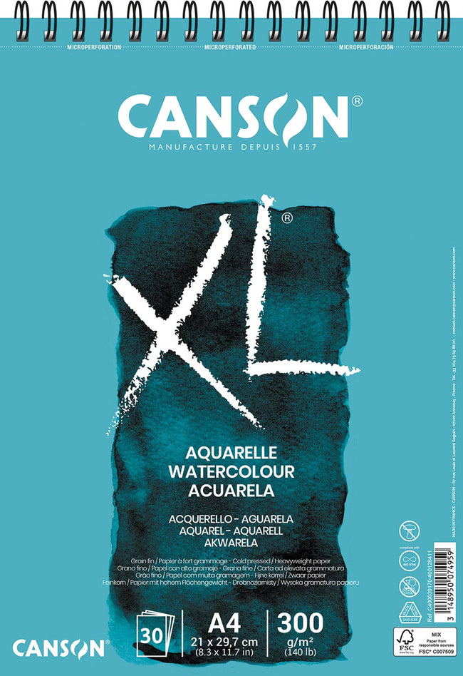 Canson - Aquarellpapier XL 30 Blatt 300gr A4 weiß