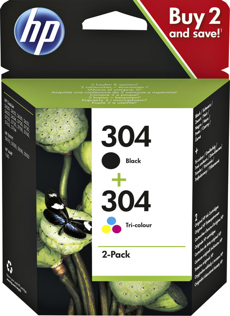 Tintenpatrone HP 3JB05AE 304 Schwarz + Farbe