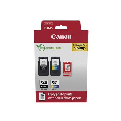 Canon - Tintenpatrone PG-560 CL-561 schwarz + kl + Papier