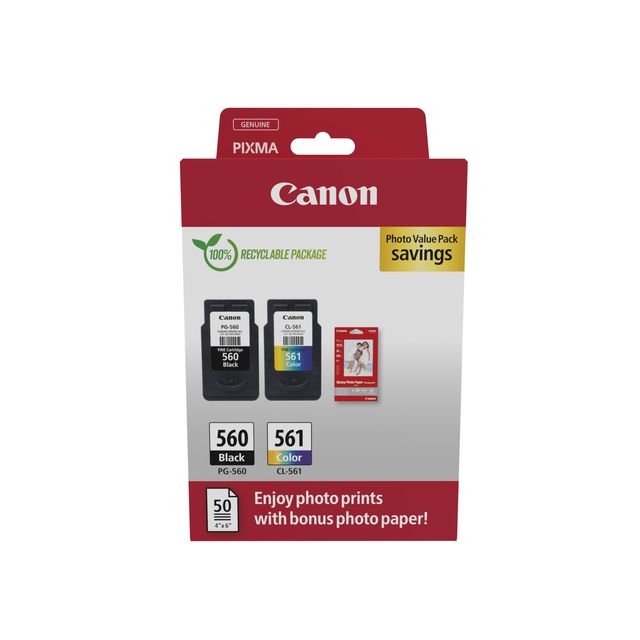 Canon - Tintenpatrone PG-560 CL-561 schwarz + kl + Papier