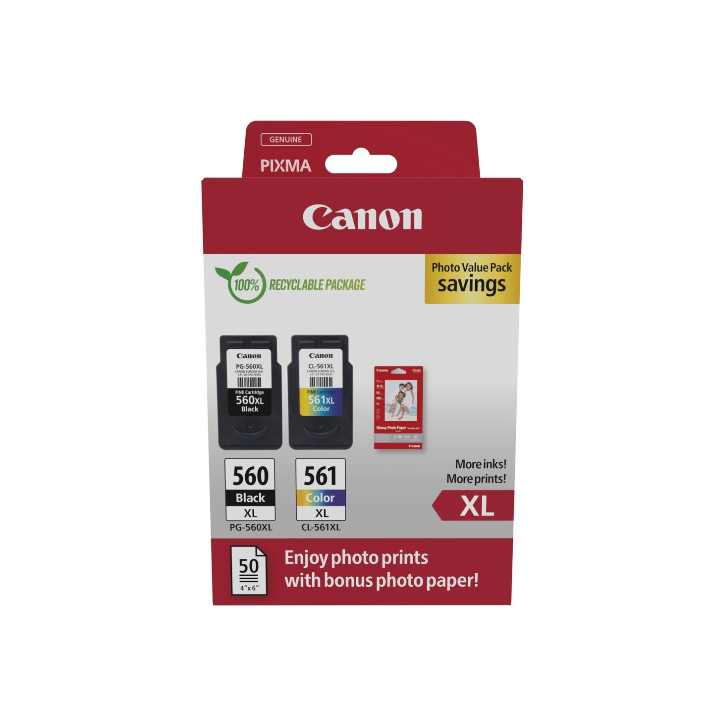 Canon - Tintenpatrone PG-560XL CL-561XL + Papier