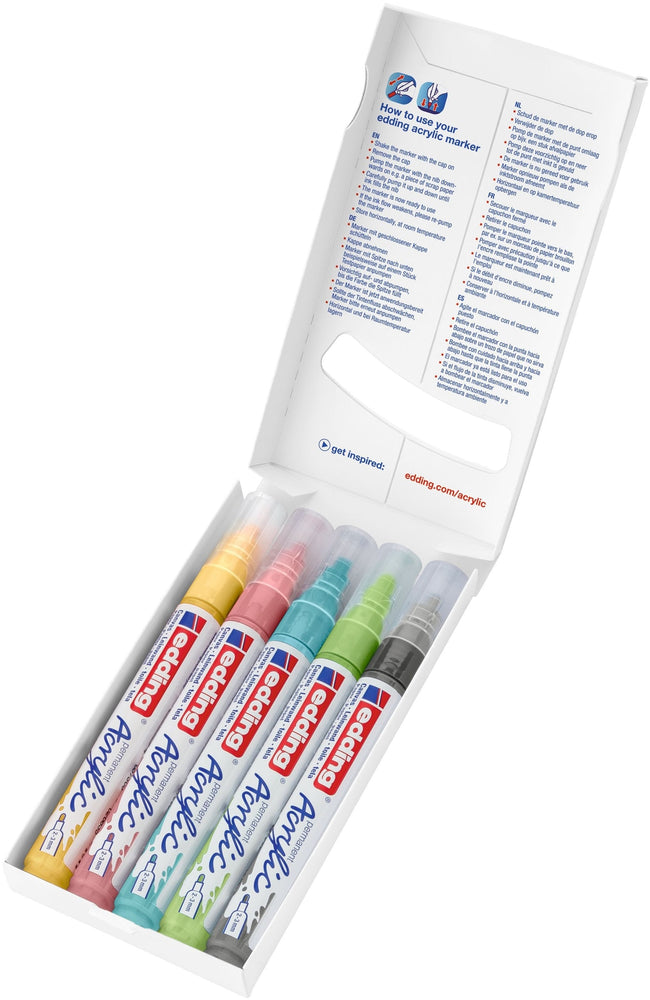 Edding -  Acrylmarker  e-5100 m pastel assorti 5st | 8 stuks