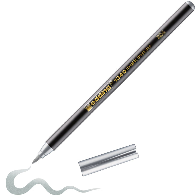 Edding -  Brushpen  1340 metallic zilver | 10 stuks