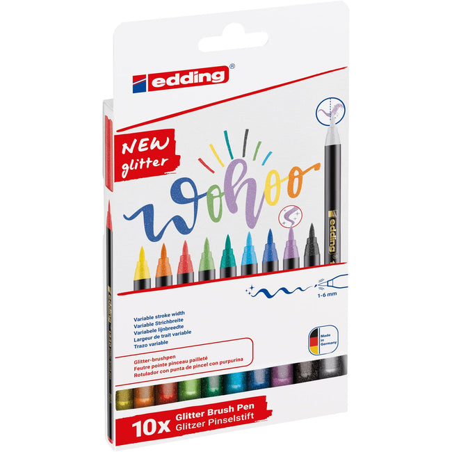 Edding -  Brushpen  1340 10st glitter assorti