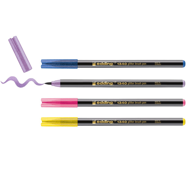 Edding -  Brushpen  1340 4st glitter assorti