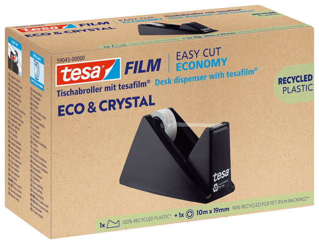 Tesa -  Plakbandhouder 59045 zwart met 1 rol 19mmx10m