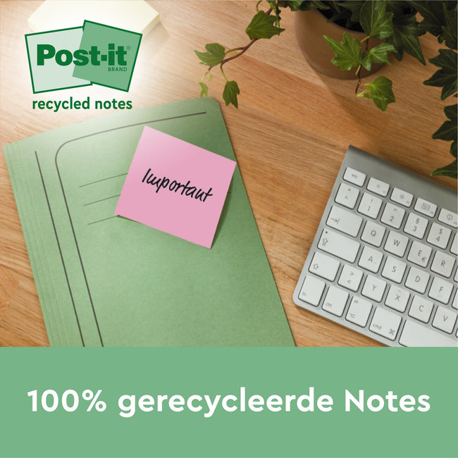 Post-it -  Memoblok 3m  654 rsscol 76x76mm ass. kl 3+1 | 8 stuks