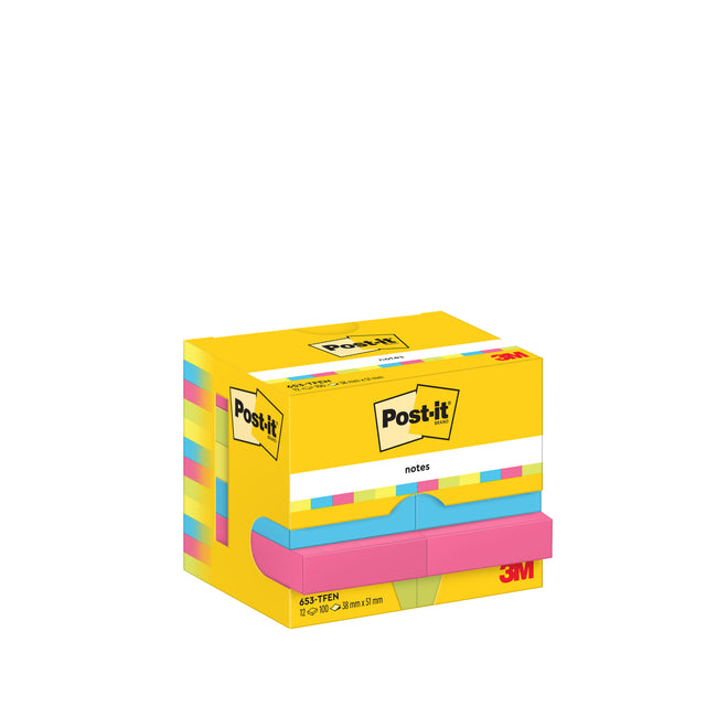Post-it -  Memoblok 3m  653 38x51mm neon assorti kleur | 24 stuks