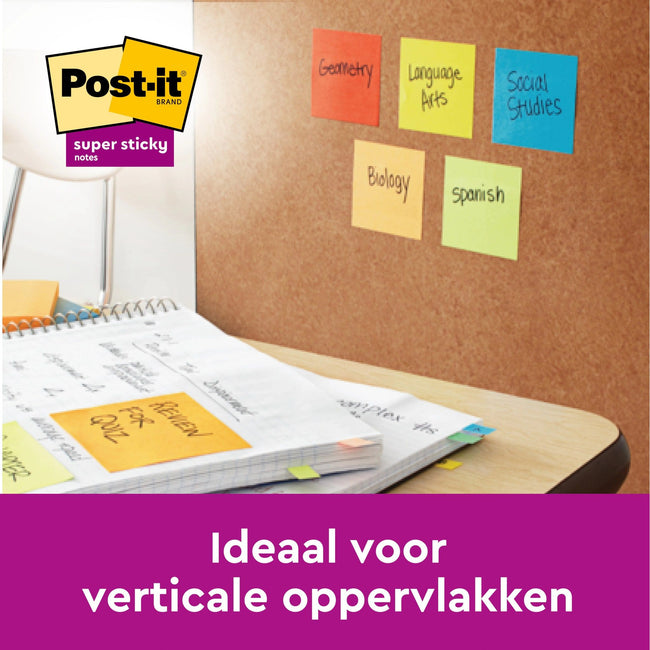 Post-it -  Memoblok  654 super sticky 76x76mm rainbow | 12 stuks