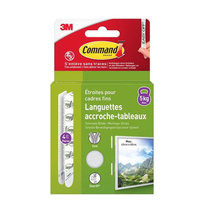 Command -  Bevestigingsstrip  klik vast smal 5.4kg wt | 12 stuks
