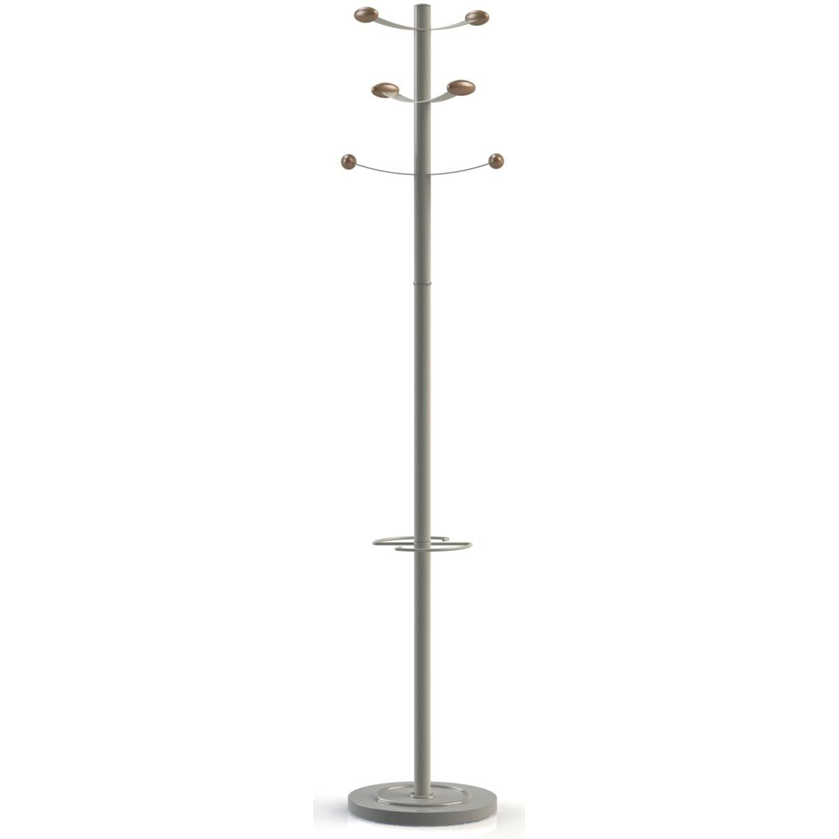 Unilux - Garderobenständer Bouquet, Höhe 175 cm, 6 Garderobenhaken, grau/Holz