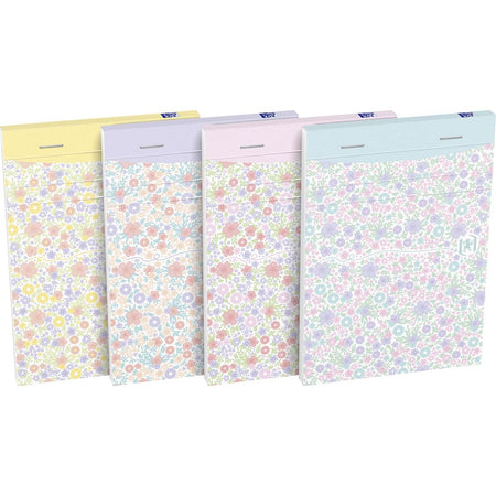 Oxford – Softcover-Notizblock mit Blumenmuster, A6, 80 Blatt, liniert, 4 verschiedene Designs