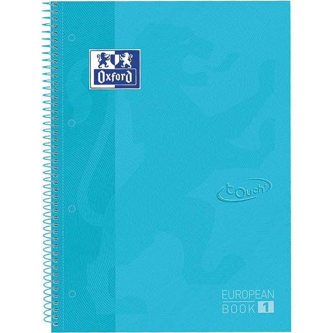 Oxford - School Touch Peabook-Spiralblock, ft A4+, 160 Seiten, kariert 5 mm, pastellblau