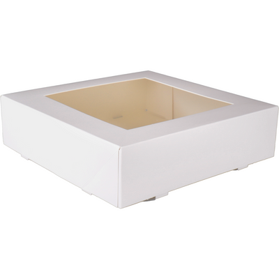 Klika - Gebäckdose | Karton + PET | 19x19x5cm | mit Fenster | weiß | 200 Stück