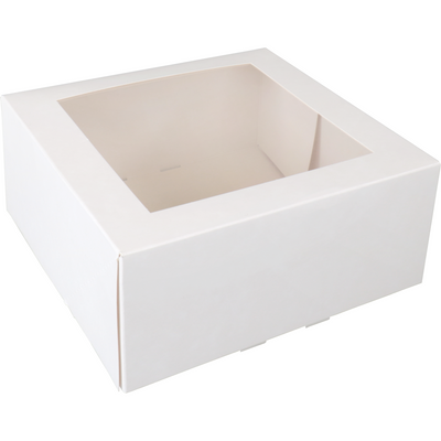 Klika - Gebäckdose | Karton + PET | 21x21x9cm | mit Fenster | weiß | 150 Stück