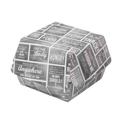 Klika - Bak | Karton + Lackbeschichtung | Hamburger-Box | 120x120x100mm | weiß/grau | 400 Stück