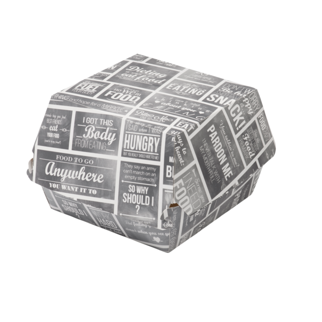 Klika - Bak | Karton + Lackbeschichtung | Hamburger-Box | 120x120x100mm | weiß/grau | 400 Stück