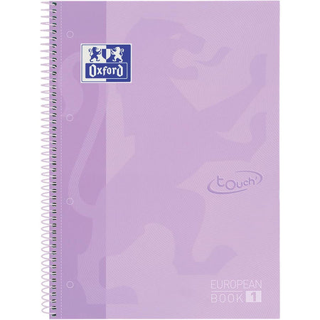 Oxford - School Touch Peabook-Spiralblock, ft A4+, 160 Seiten, kariert 5 mm, Pastellviolett