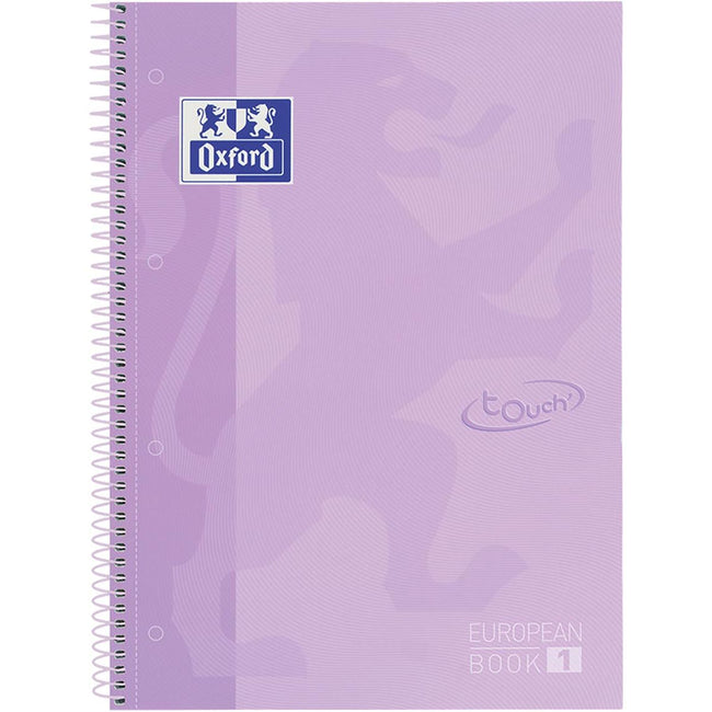 Oxford - School Touch Peabook-Spiralblock, ft A4+, 160 Seiten, kariert 5 mm, Pastellviolett