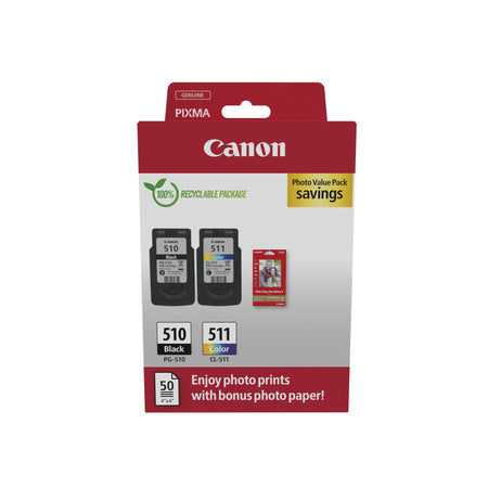 Canon - Tintenpatrone PG-510 CL-511 schwarz + kl + Papier