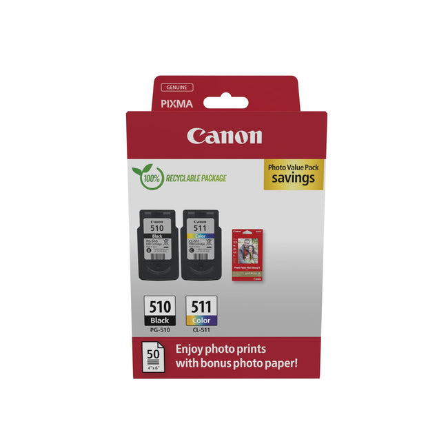 Canon - Tintenpatrone PG-510 CL-511 schwarz + kl + Papier