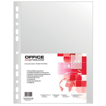 OFFICE-Produkte - Präsentationstasche, genarbt, A4, 45 Mikron, Packung à 100 Stück