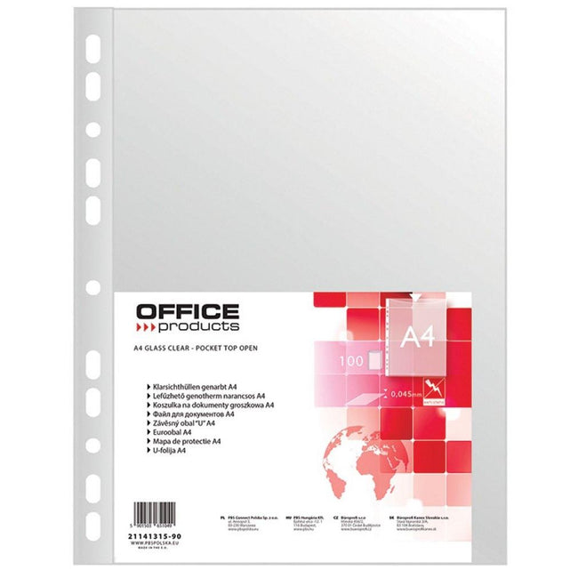 OFFICE-Produkte - Präsentationstasche, genarbt, A4, 45 Mikron, Packung à 100 Stück