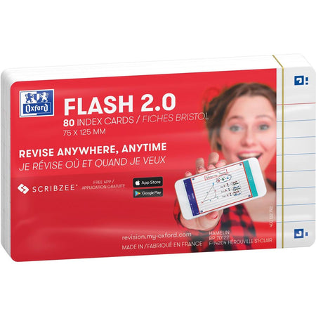 Oxford - Flashcard 2.0 75x125mm 80 Blatt Grammlinie weiß