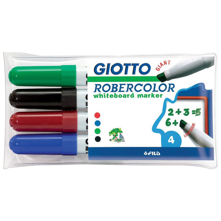 Giotto – Robercolor Whiteboard-Marker Maxi, abgeschrägte Spitze, Etui mit 4 Stück in verschiedenen Farben