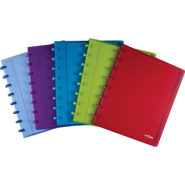 Atoma – Trendiges Notizbuch, ft A5+, 120 Seiten, kariert 5 mm, mit 6 Registern, in verschiedenen Farben