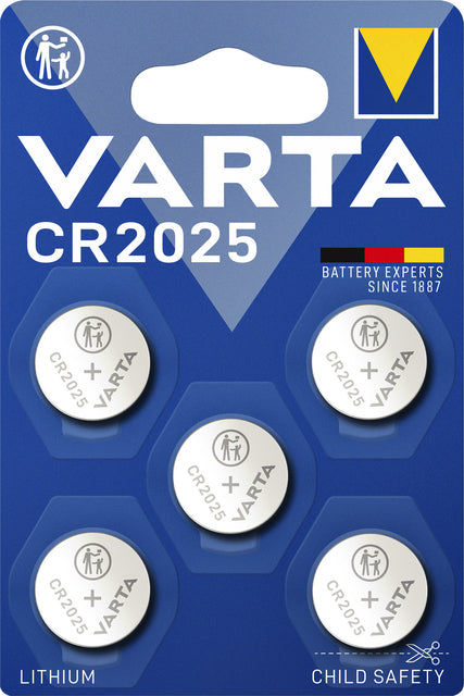 Batterie Varta -Knopfzelle CR2025 Lithiumblister von 5 Piece | 10 Stück