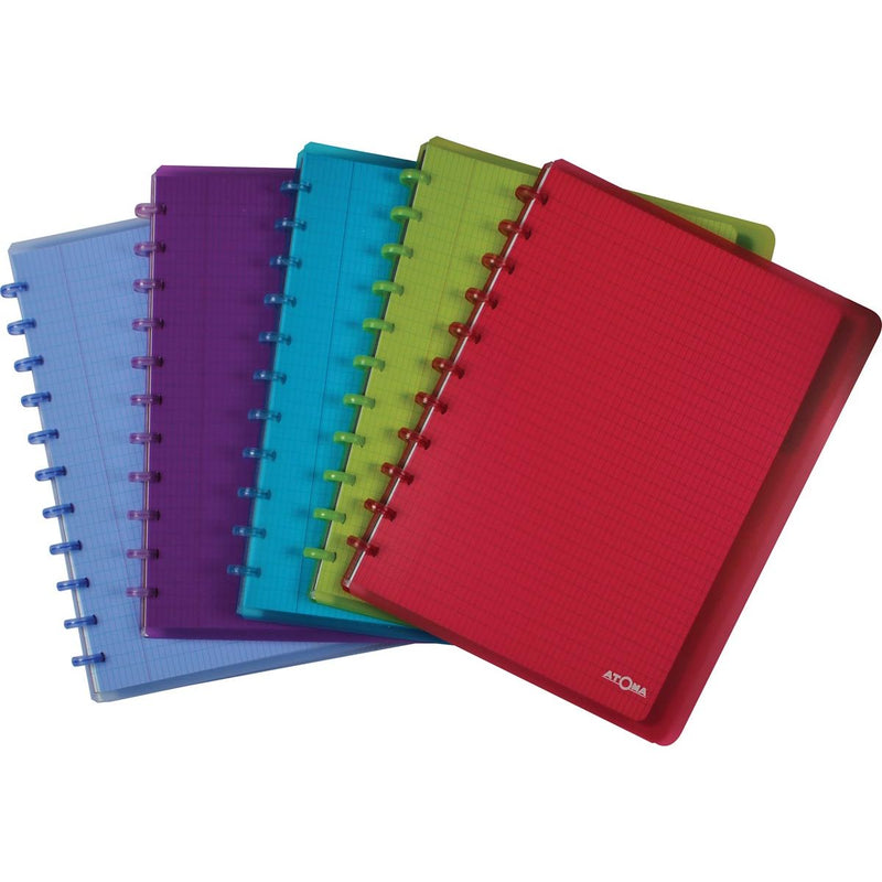Atoma – Trendiges Notizbuch, ft A4+, 120 Seiten, handelsüblich kariert, mit 6 Tabs und 5 Sichttaschen, graviert